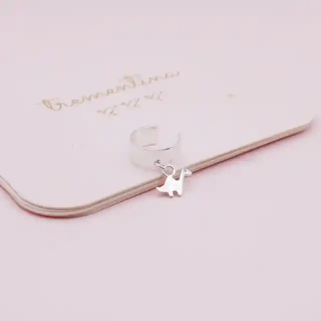 Earcuff Dino Pequeño En Plata