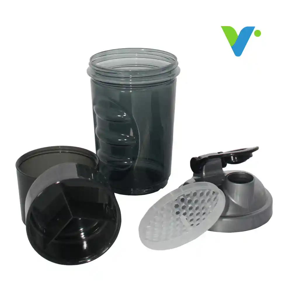 Shaker Botilito Mezclador 600ml / 20oz Negro Claro