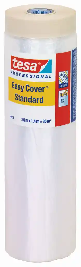Protector Cubre Facil Plastico Para Pintar 25metros X 1400mm Estandar Con Cinta