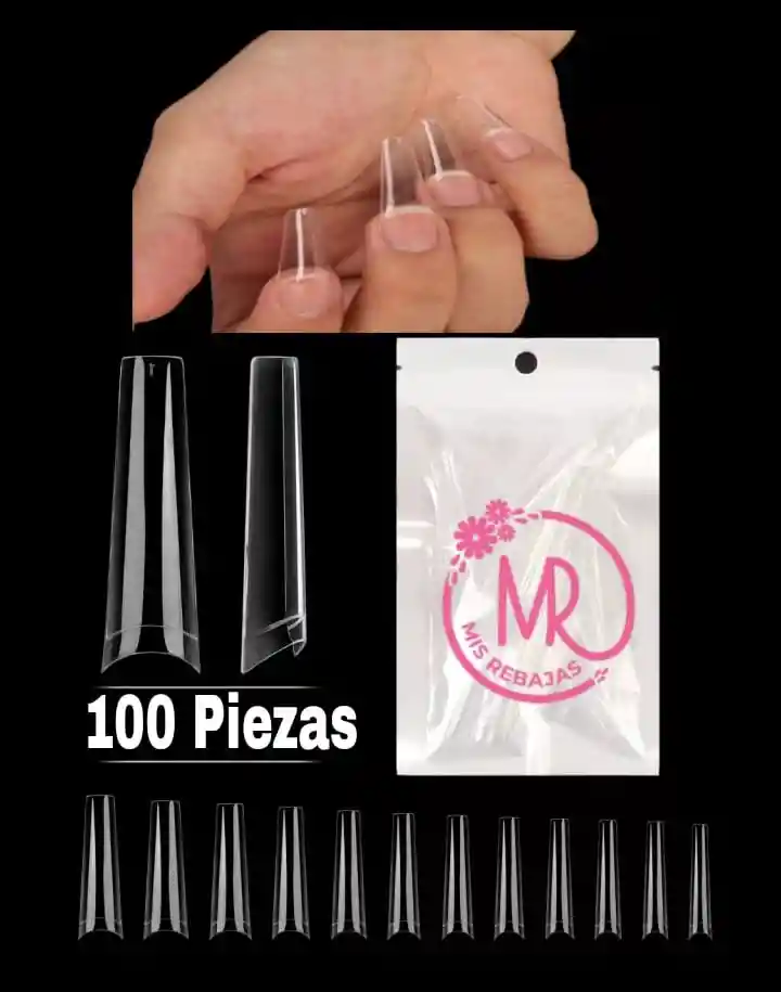 100 Extensiones Coffin Para Uñas (mediana)