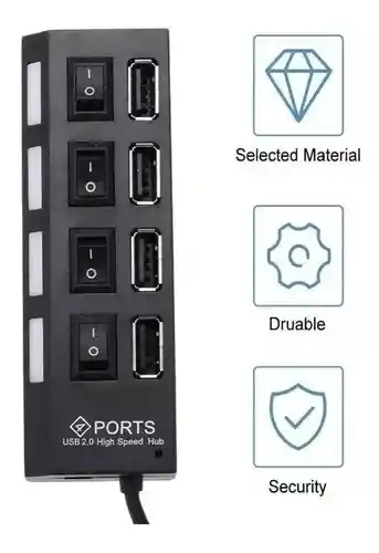 Hub 4 Puertos Usb 2.0 Sencillo