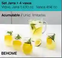 Set Jarra Mas 4 Vasos Behome