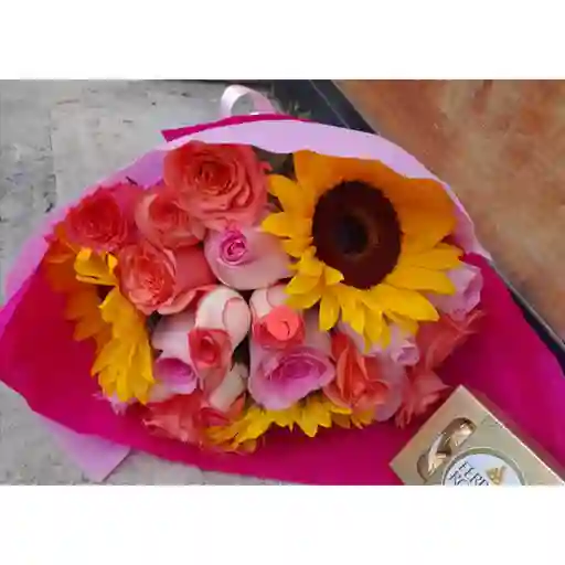Bouquet Rosas Y Girasoles Para Enamorar