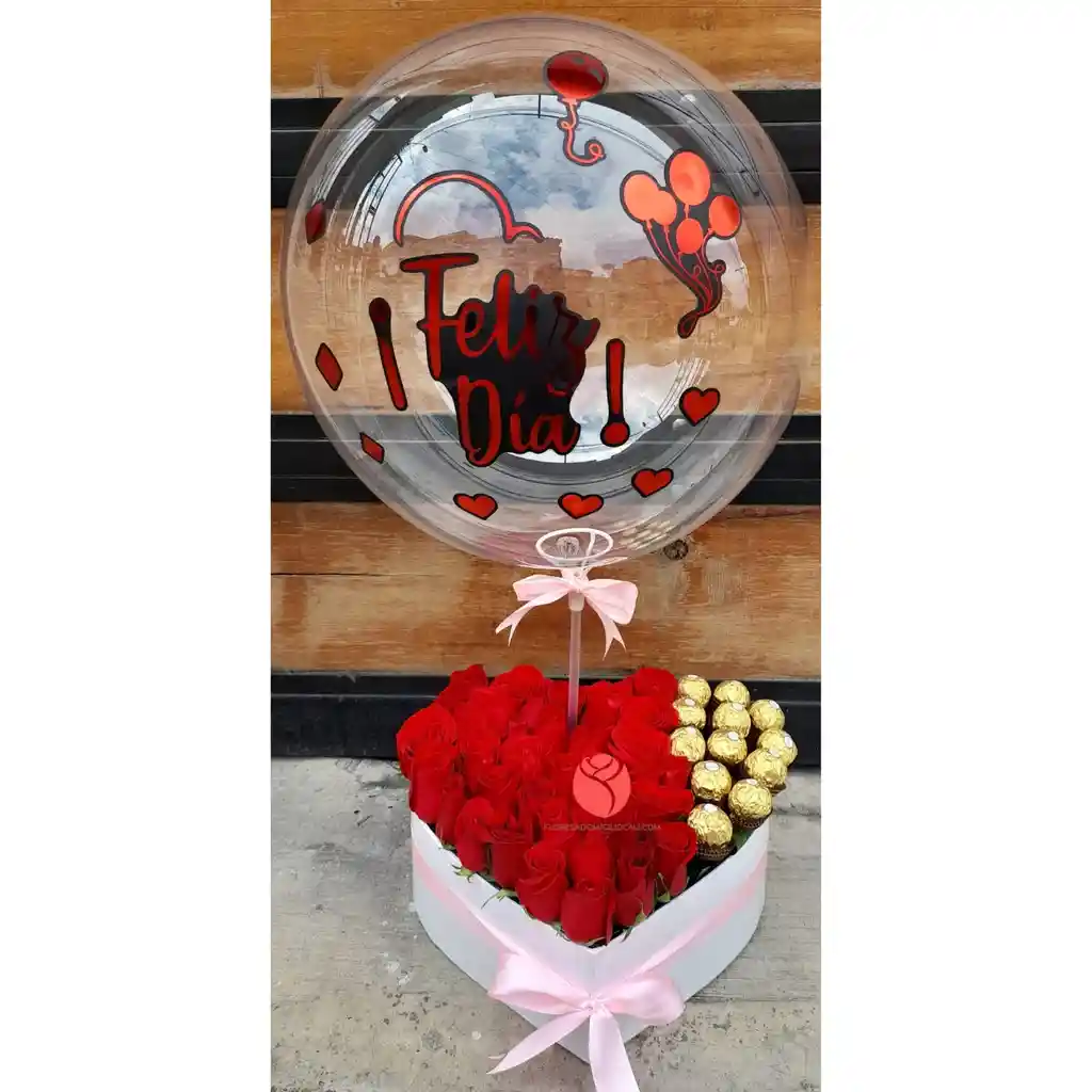 Corazon Rosas Y Chocolates Feliz Dia