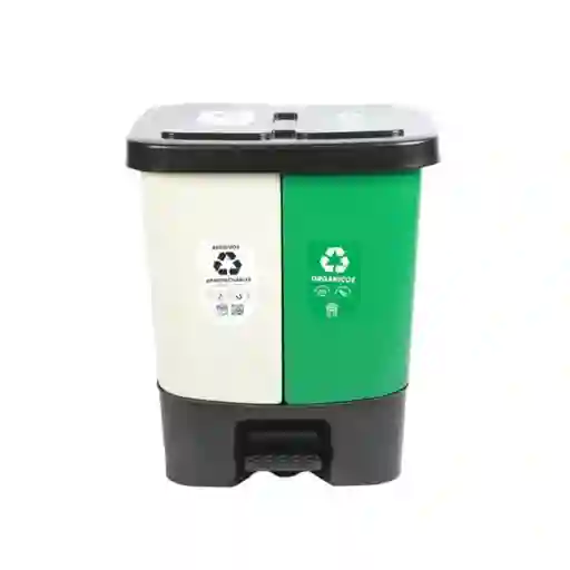 Caneca Papelera Basurera Dual 40 Blanca-verde