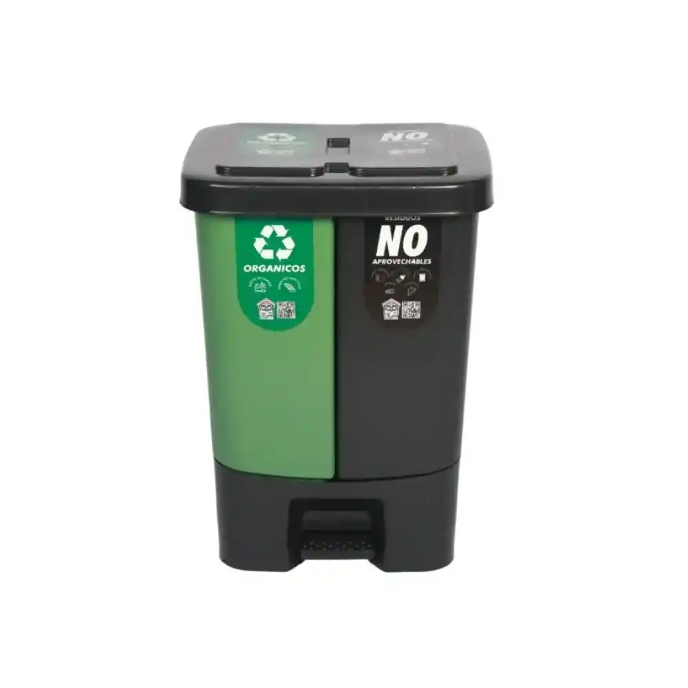 Caneca Papelera Basurera Dual 40 Verde-negra