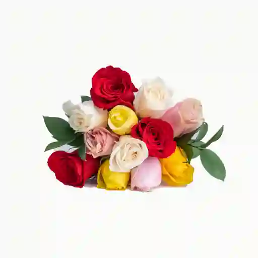 Arreglo Floral, 12 Rosas Colores Surtidos