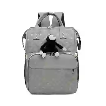 Pañalera Multifuncional Bolso Morral Bebe Bordado 3081 Gris