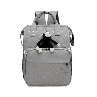 Pañalera Multifuncional Bolso Morral Bebe Bordado 3081 Gris