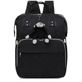 Pañalera Multifuncional Bolso Morral Bebe Bordado 3081 Negro