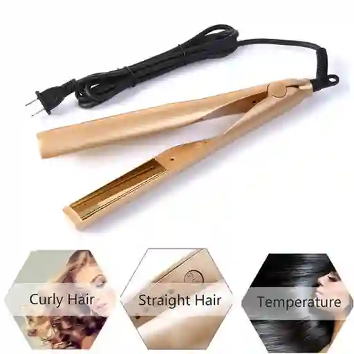 Plancha Profesional Dorada Rizos Y Lisos Con Cable Giratorio