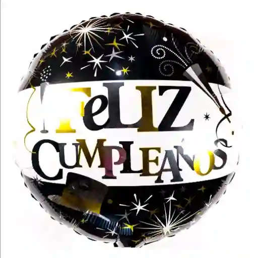 Globo Metalizado Feliz Cumpleaños 1 Und Azul Y Negro