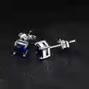 Aretes Topos Para Mujer Con Zafiro Fabricados En Plata 925