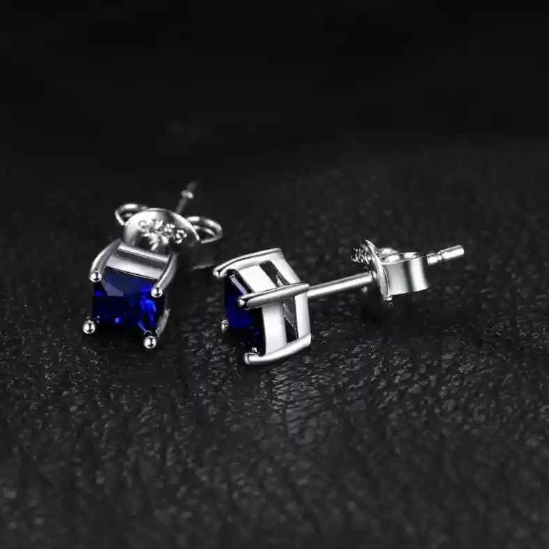 Aretes Topos Para Mujer Con Zafiro Fabricados En Plata 925
