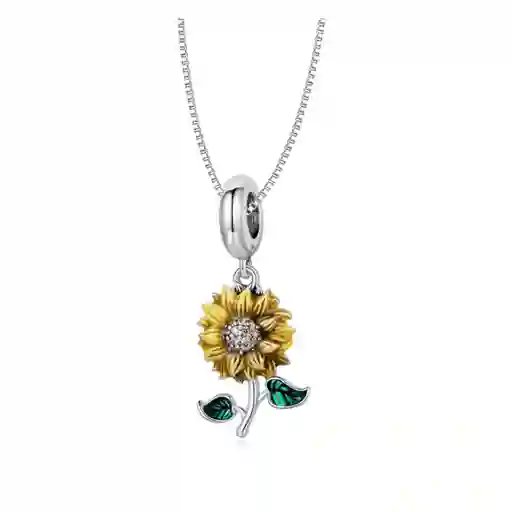 Collar Cadena Para Mujer Dije Flor Girasol En Plata 925