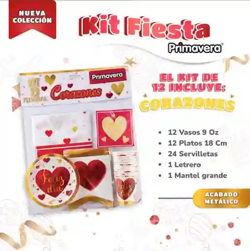 Fiesta Kit Corazones Para 12 Personas