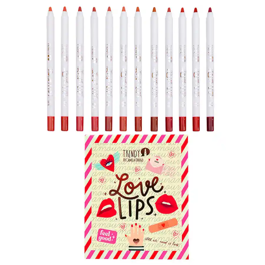  Kit X 12 Delineadores De Labios Love Lips  TRENDY  Ref Ll15 