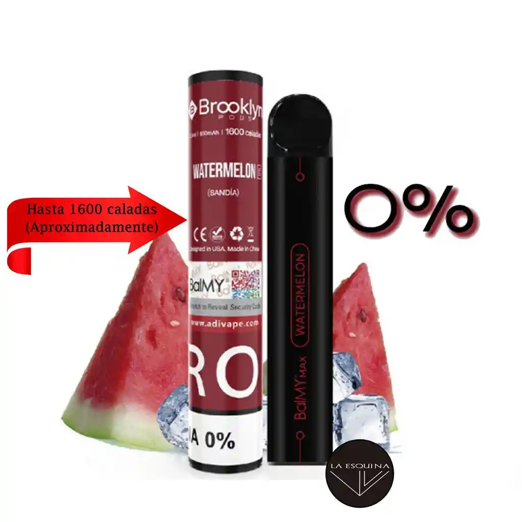 Pod 1600 Desechable Brooklyn Balmy Max Sandia 0%