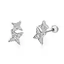 Aretes Estrellas Broche Seguro Para Mujer En Plata 925