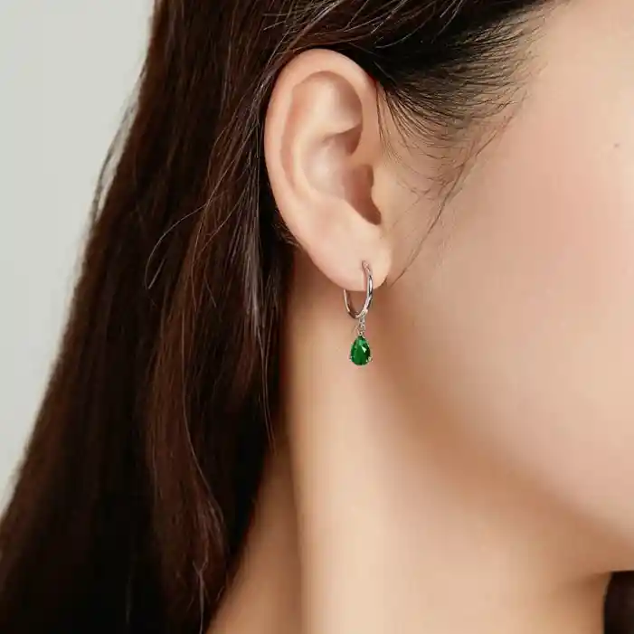 Candongas Aretes Para Mujer Con Cristal Fabricados En Plata