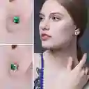 Aretes Para Mujer Con Esmeralda Rusa Cuadrada En Plata 925