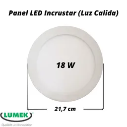 Panel Led Redondo Incrustar 18w (luz Calida) Lumek