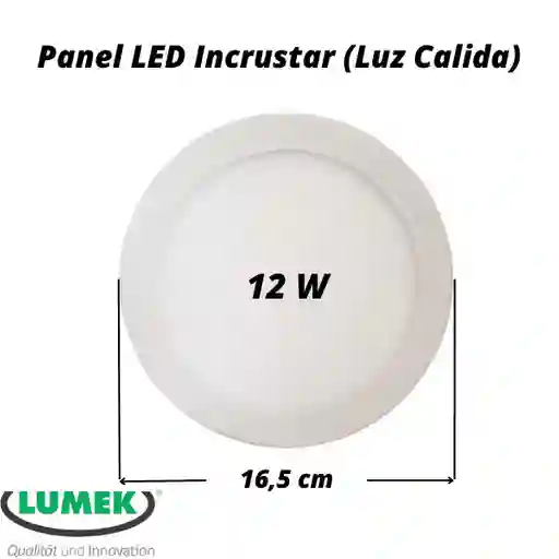 Panel Led Redondo Incrustar 12w (luz Calida) Lumek