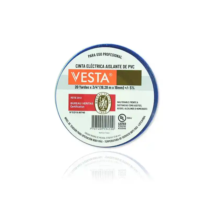 Cinta Aislante Azul Certificada, Vesta, 18 Mm X 18,28 Mts