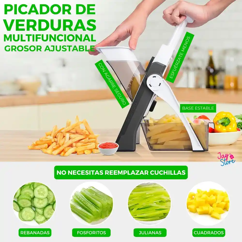 Rebanadora De Papas Picadora Verduras Mandolina Ajustable