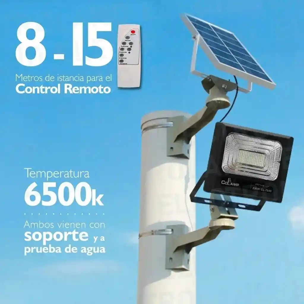 Reflector Exterior Lampara Led Panel Solar Recargable 200w Cl 780s