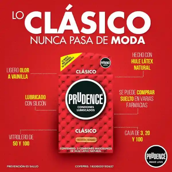 Condones Prudence Clásico X 3 Unds