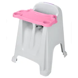 Silla Comedor Para Bebé Gris Hielo Rosado