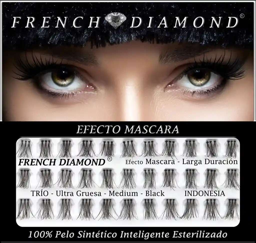 French Diamond – Pestaña Trio Ultra Gruesa Efecto Mascara (medium - Medio) Sakura