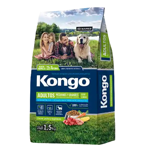 Alimento Kongo Para Perro Mediano Y Grande Carne, Pollo Y Vegetales X 1.5 Kg