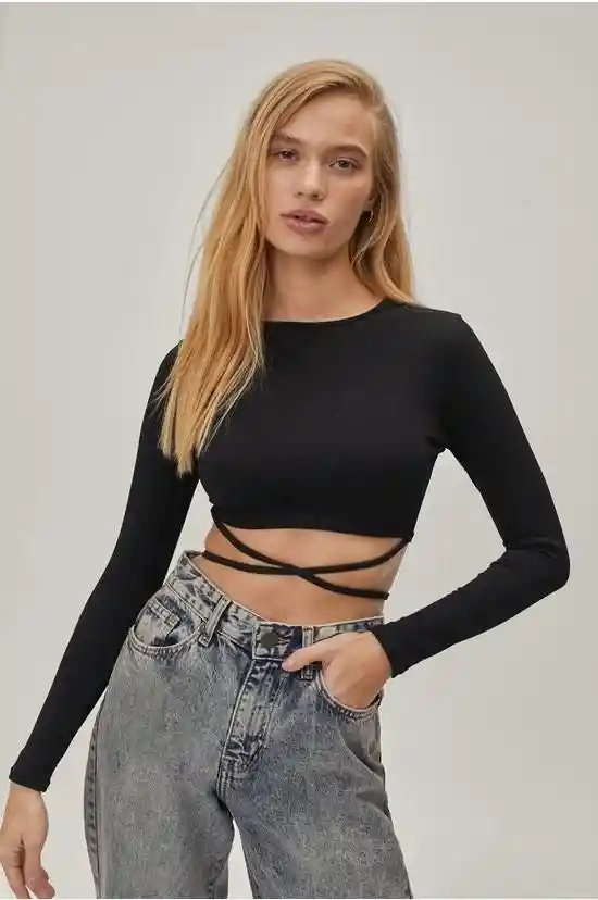 Crop Top Allegra Negro Talla S/m