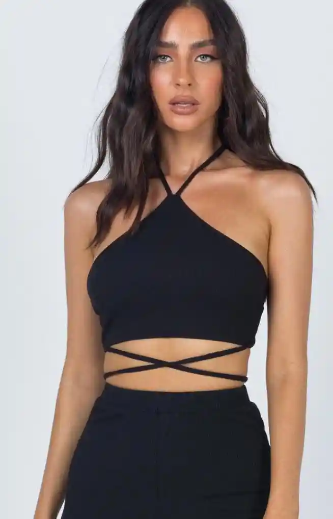 Crop Top Donatella Negro Talla S/m