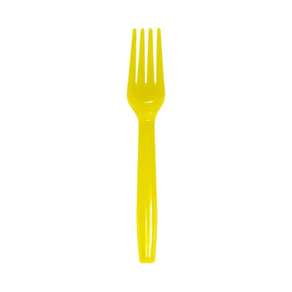 Set Platos, Vasos Y Tenedores Para Fiesta Amarillo