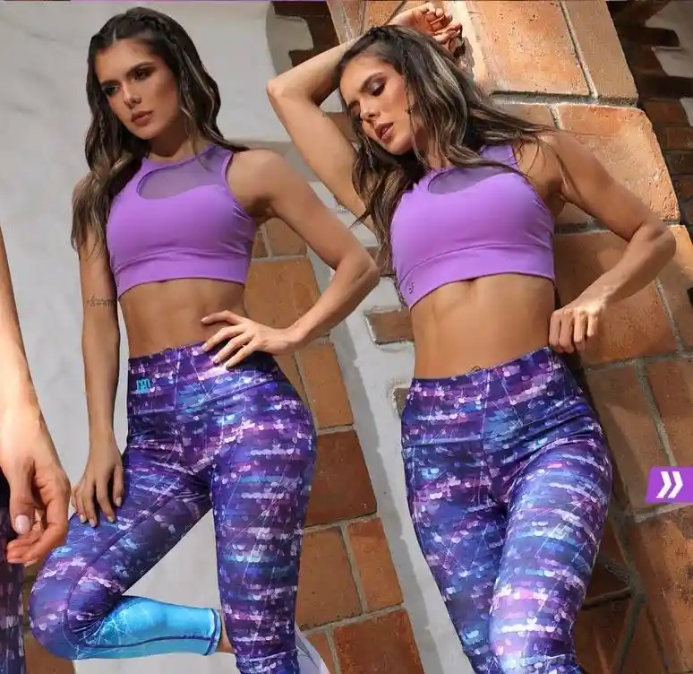 Leggings Sublimado Morado- Azul -talla S/m-