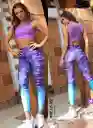 Leggings Sublimado Morado- Azul -talla S/m-