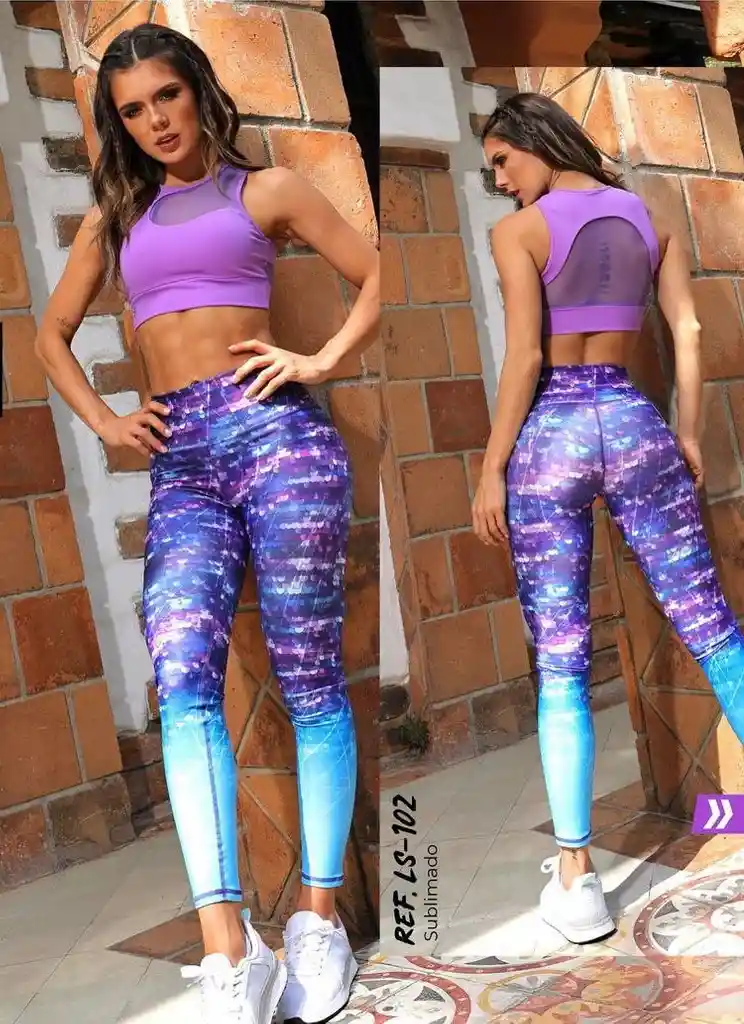 Leggings Sublimado Morado- Azul -talla S/m-