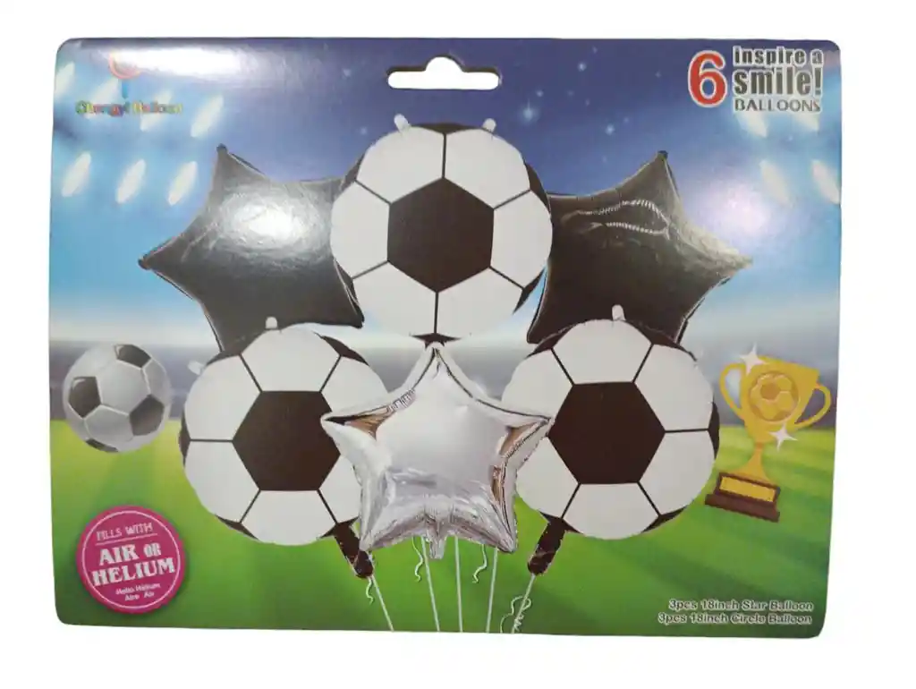 Bouquet Globo Bombas Futbol 6 Unds