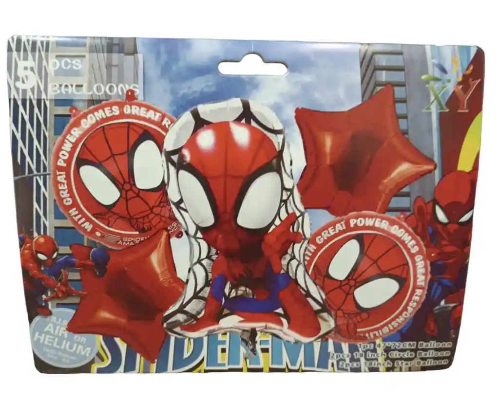 Bouquet Globo Bombas Spider Man Hombre Araña 5 Unds