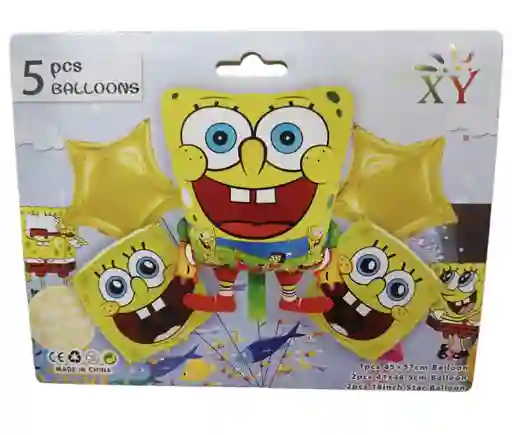 Bouquet Globo Bombas Bob Esponja 5 Unds