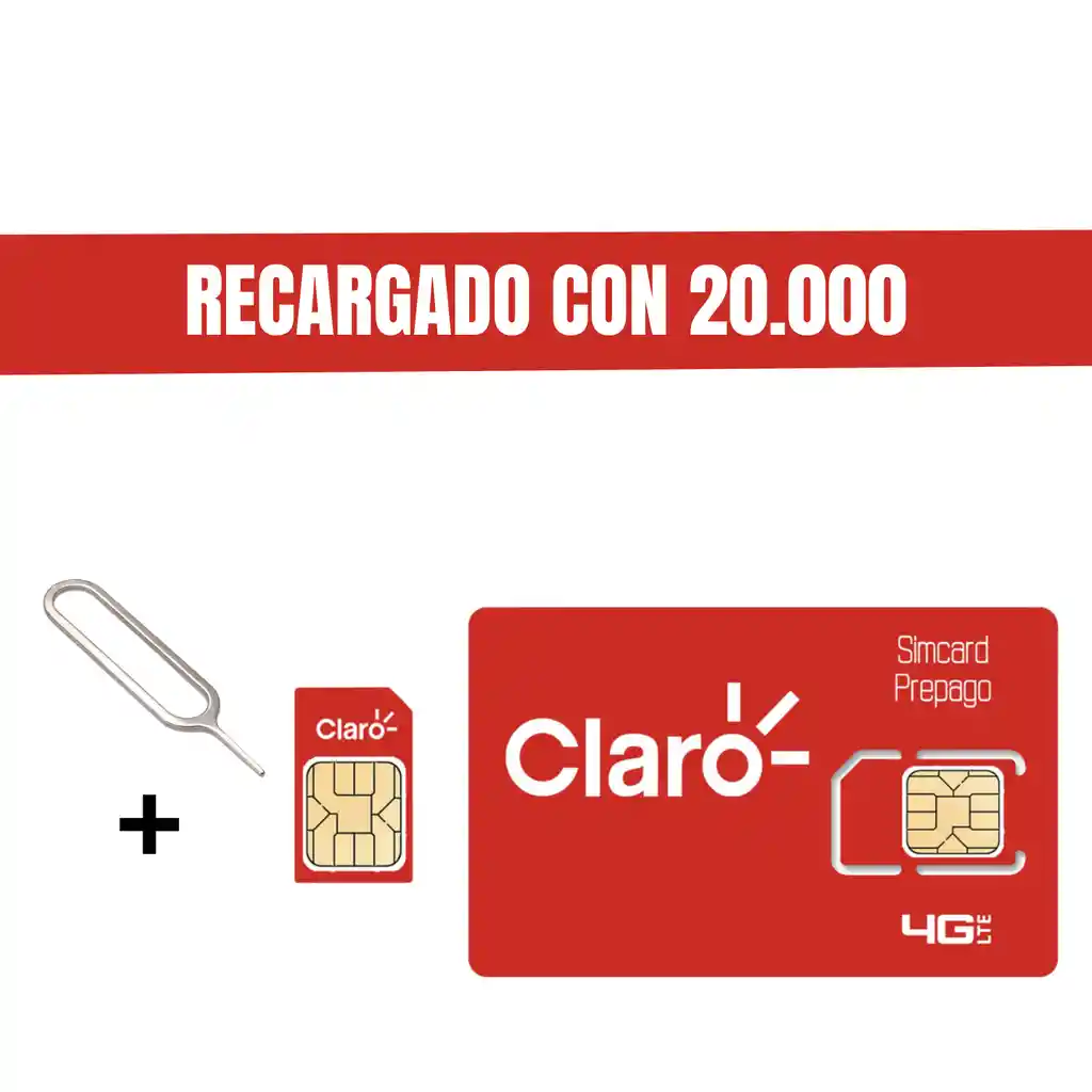 Sim Card Claro + 20.000 Recarga