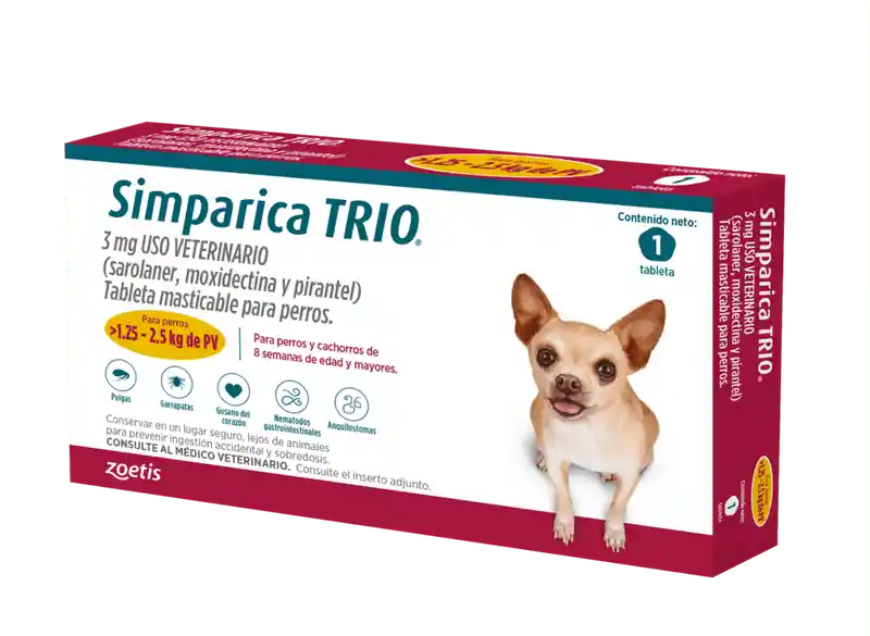 Simparica Trio 1.25-2.5 Kg 1 Tableta