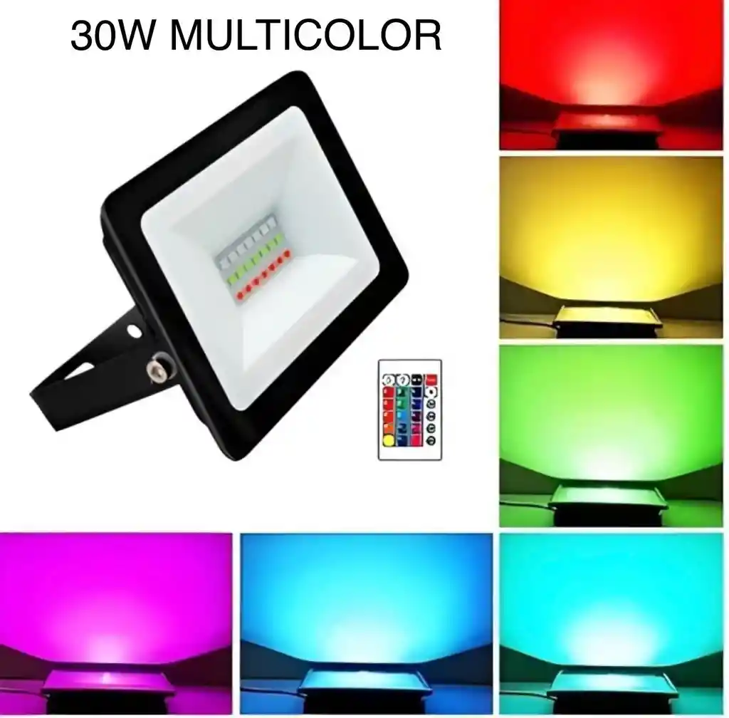 Reflector Led Multicolor Con Control 30w Para Exteriores