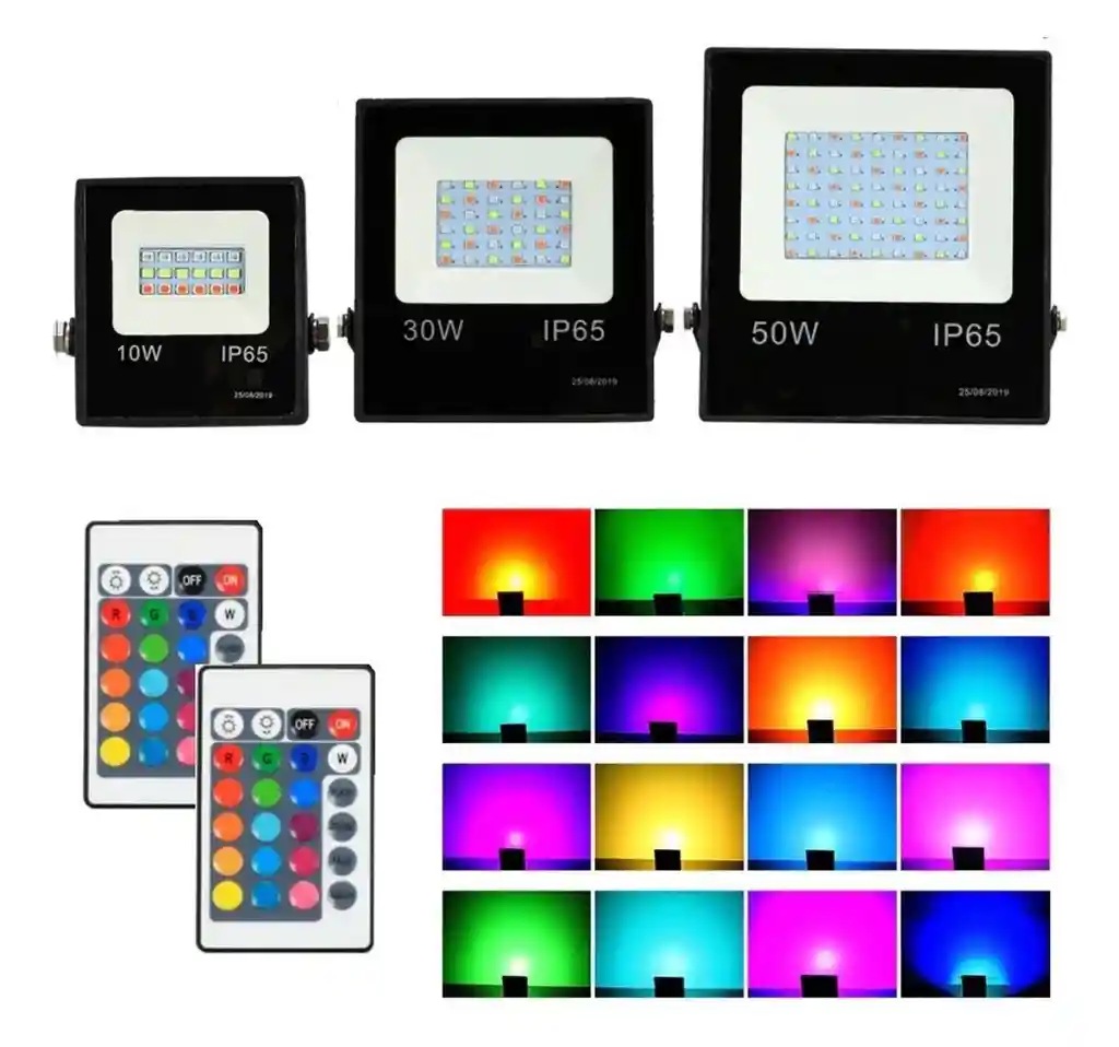 Reflector Led Multicolor Con Control 30w Para Exteriores