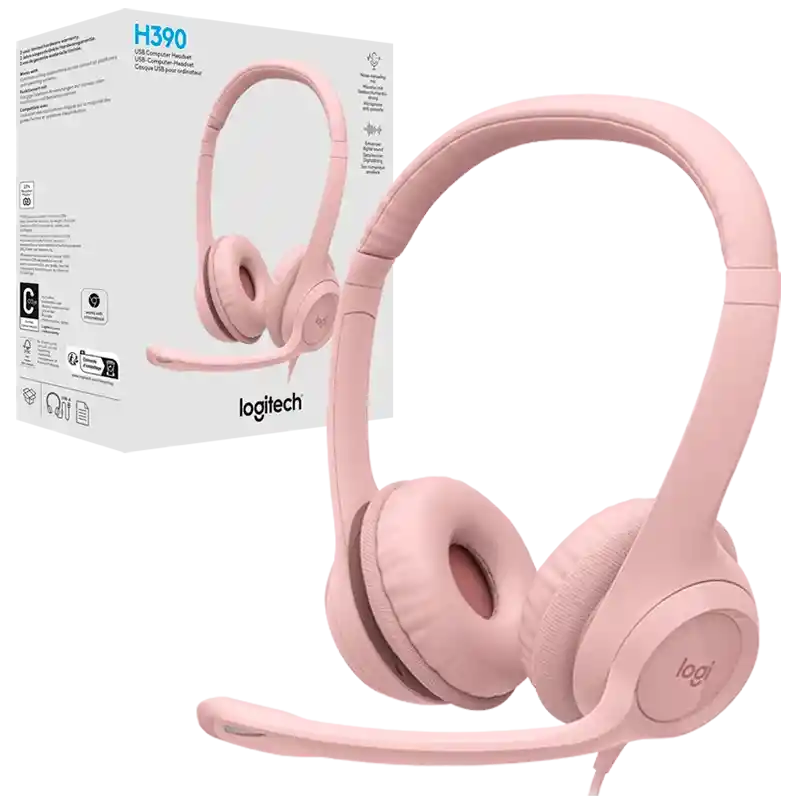 Diadema Logitech H390 Usb Rosa