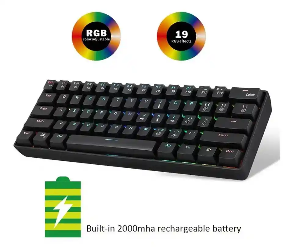 Teclado Yk600 Mecánico De 61 Teclas Usb 2.4g Retroiluminación Rgb