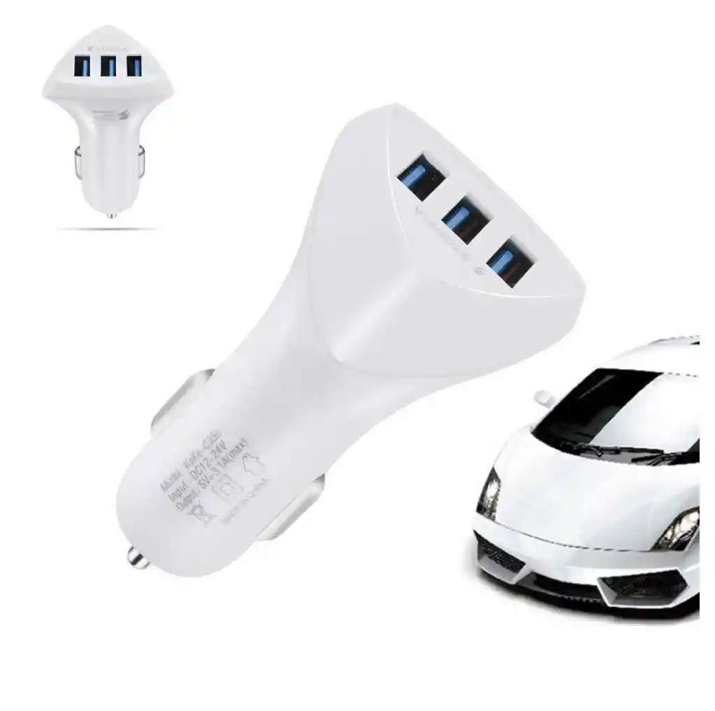 Cargador De Celular Para Carro 3 Puertos Usb